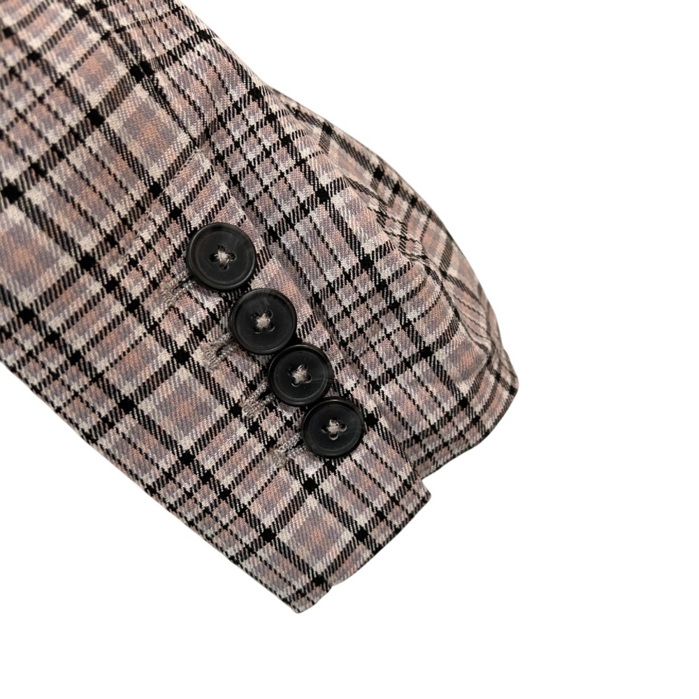 We the Free People Cali Plaid blazer M black grey pink Boxy Single Breasted - Picture 12 of 15